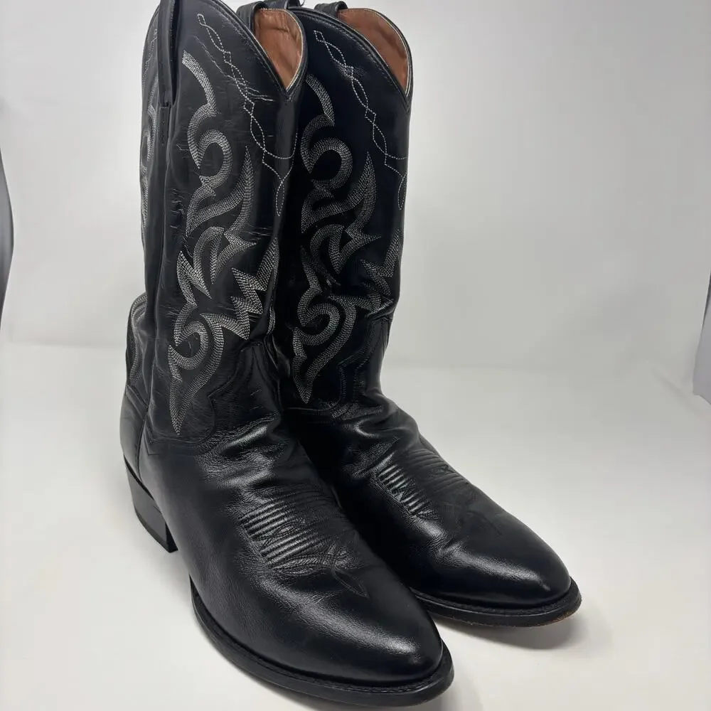 Dan Post Black Cowboy Boots Handcrafted Comfort Milwaukee Leather Sz 11.5